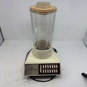 Vintage Waring Solid State 14 Speed Blender Cream Glass Pitcher 40oz Works